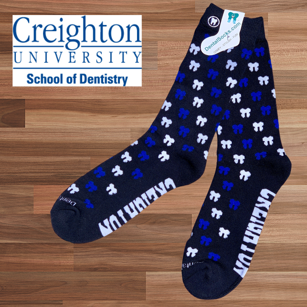 DentalSocks Creighton Blue & White Teeth